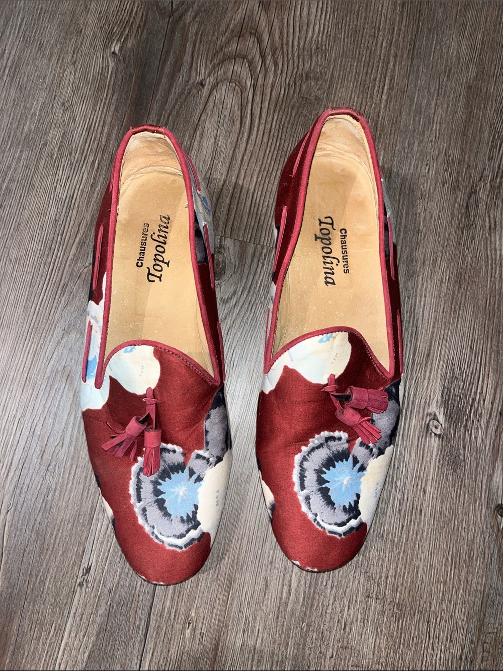 TOPOLINA MARRAKECH Rare Watercolor Floral Tassel Loafers